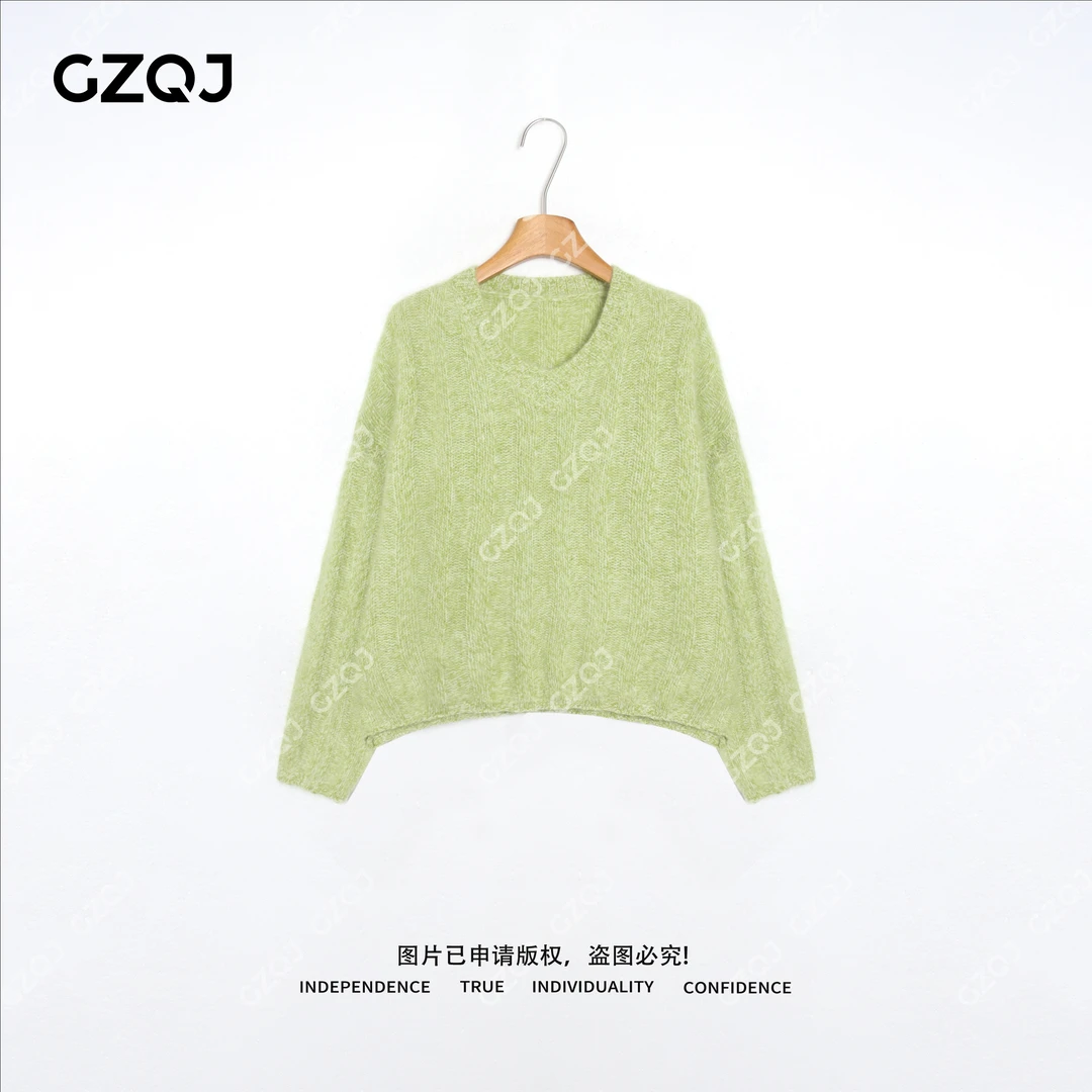 老琴私服【浪漫诗人】100绵羊毛领休闲拉毛毛衣针织衫女2025冬季712