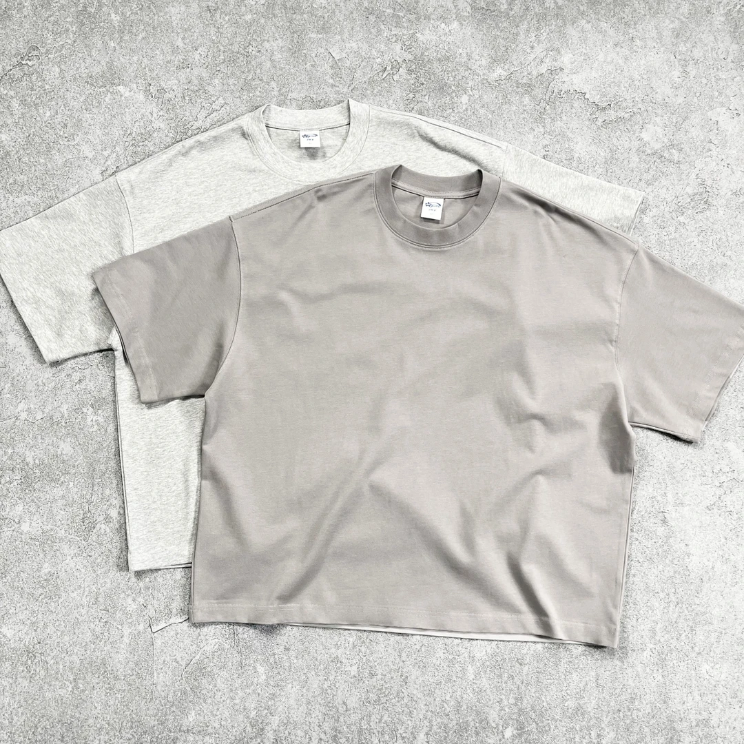 美式廓形小领口短袖T恤275g宽松落肩重磅全棉TEE百搭街头男潮ins