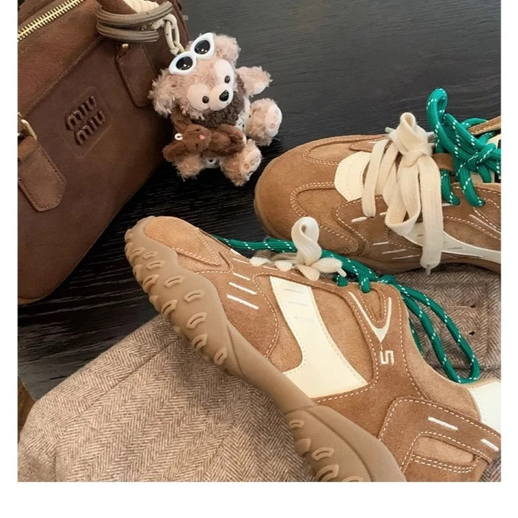 厚底增高休闲真皮德训板鞋阿甘鞋女新款2025春秋新时尚百搭系带