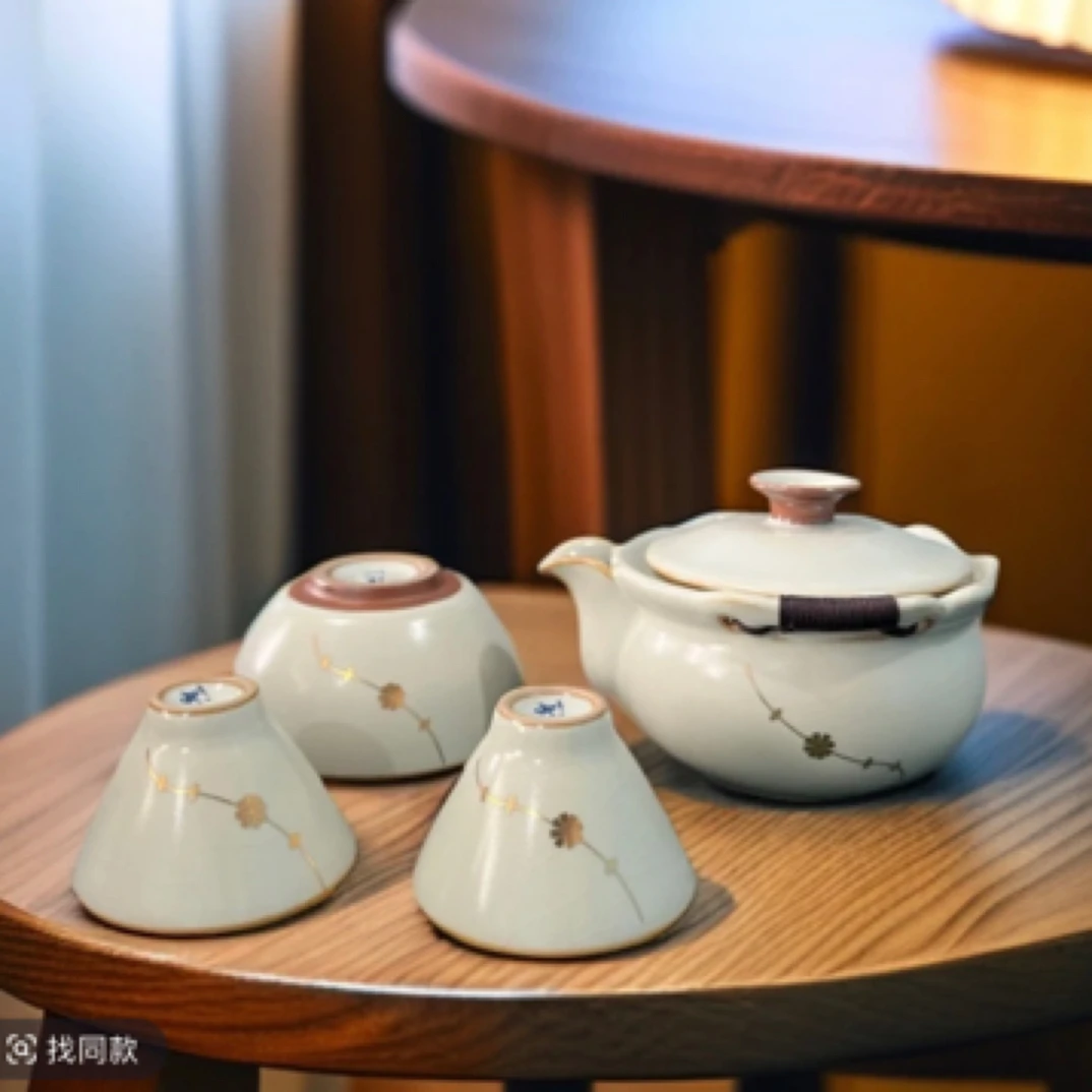 C288汝窑旅行茶具一壶三倍