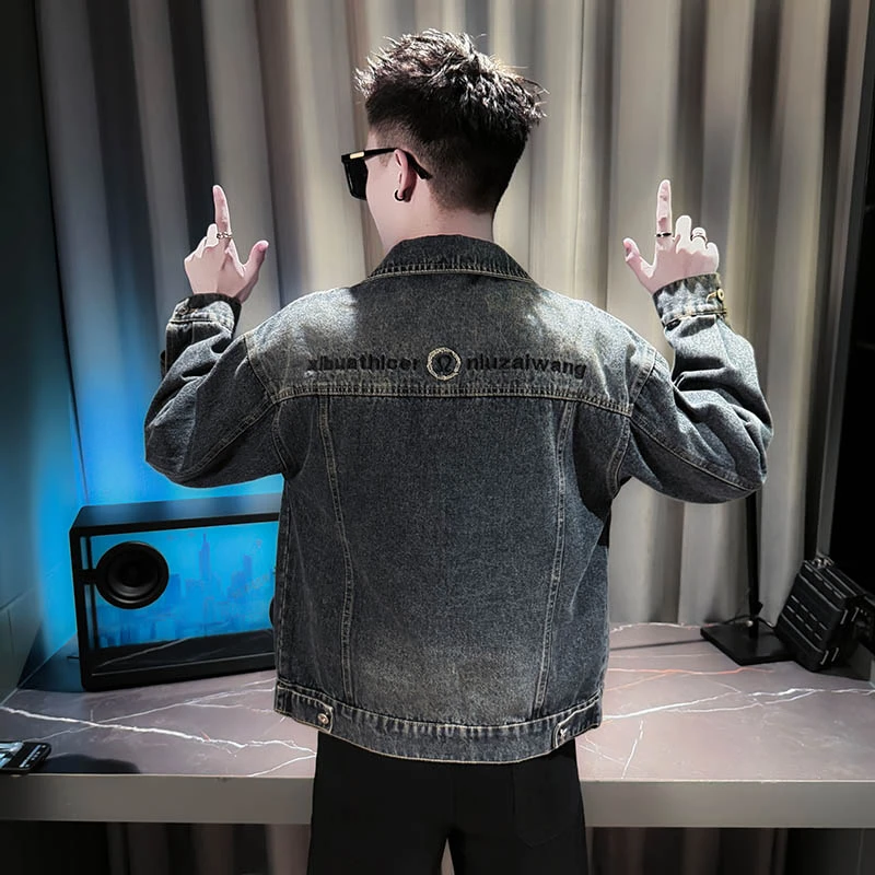 男士牛仔夹克秋季新款时尚百搭潮流高级感外套轻奢网红韩版男褂子