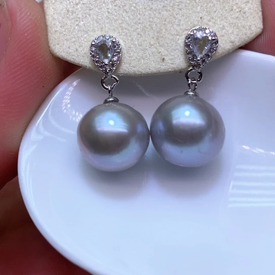 淡水珍珠耳饰银S925镶嵌