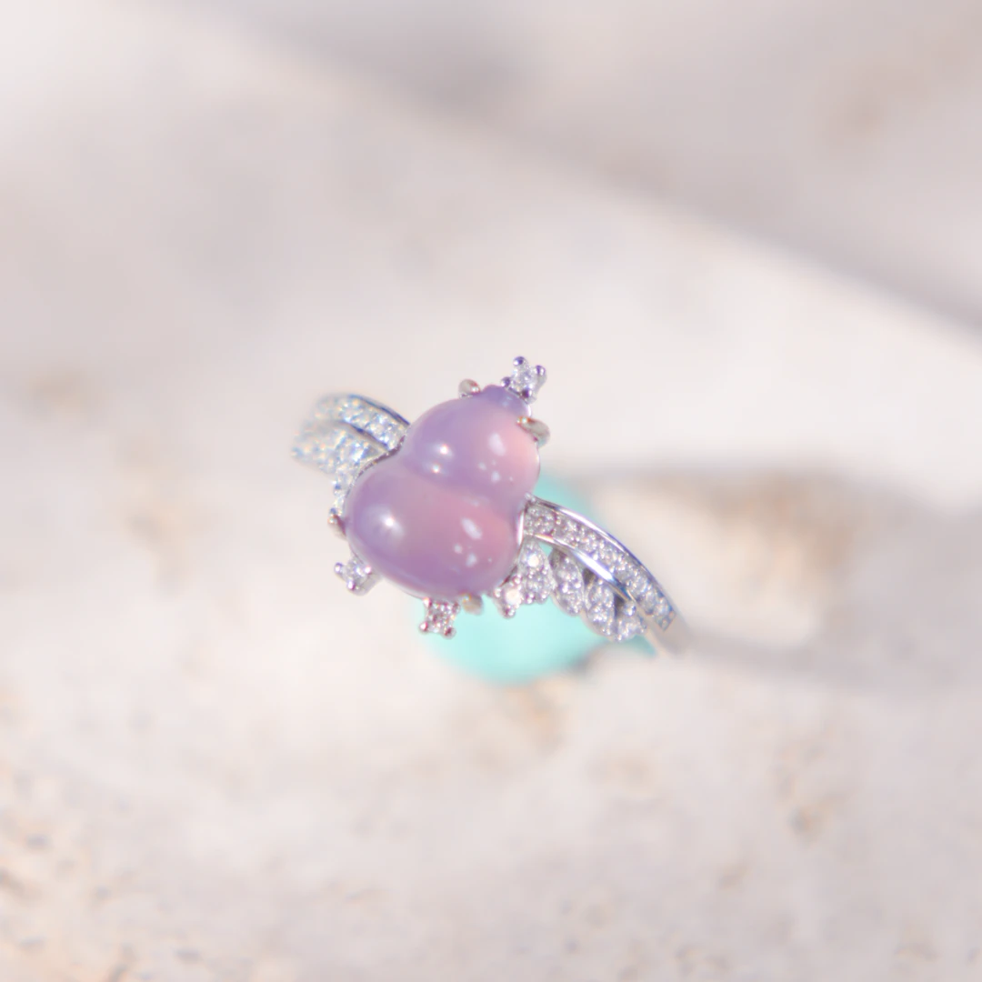 木润【葫芦】S925银天然紫玉髓戒指