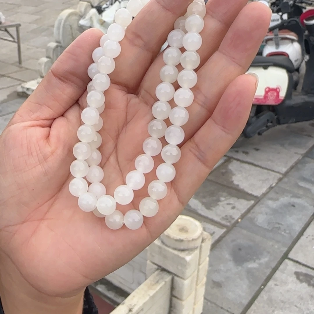 颈饰未镶嵌和田玉卡8白玉项链