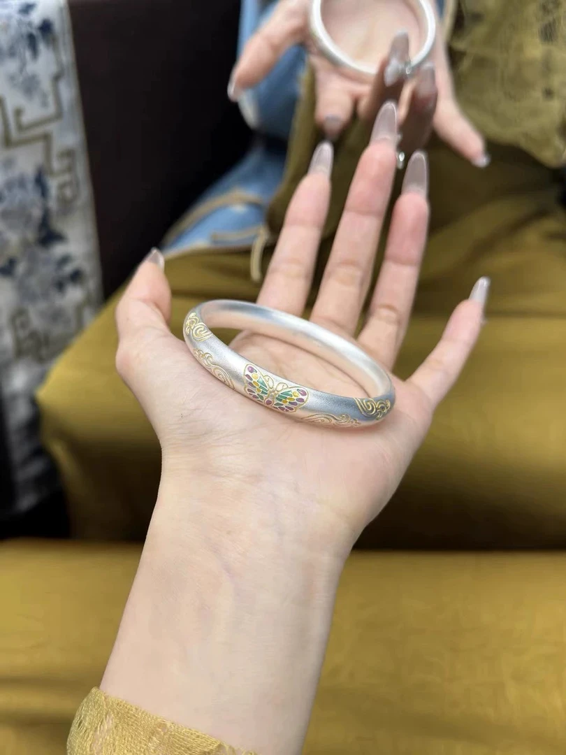 足银手镯 5号链接 【闭口手镯】足银999.9 清库存带证书礼盒包装