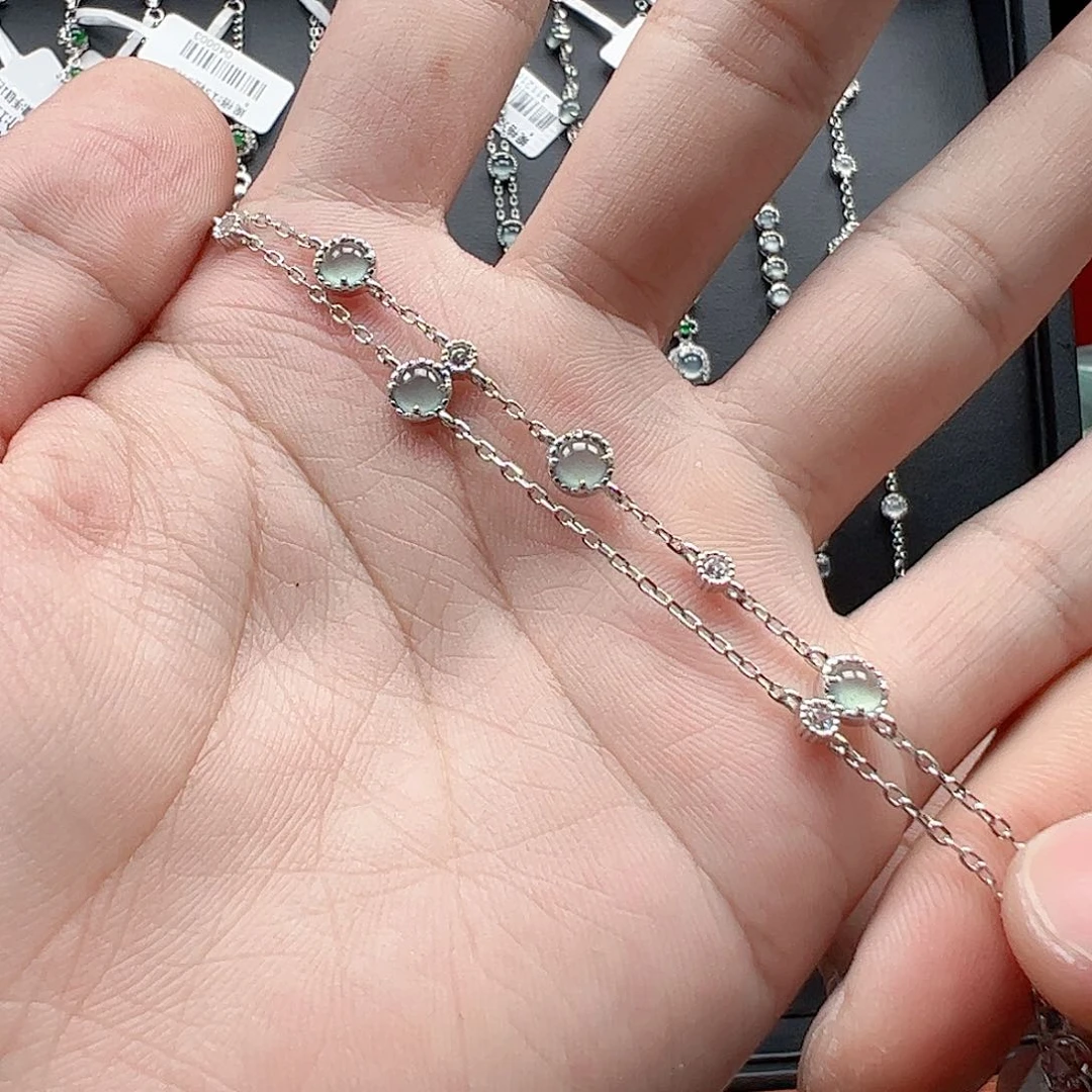 银S925镶嵌翡翠手链渝*不退不换