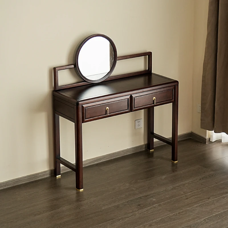 苏作新中式乌金木远黛梳妆台实木家用书桌一体式卧室多功能化妆桌
