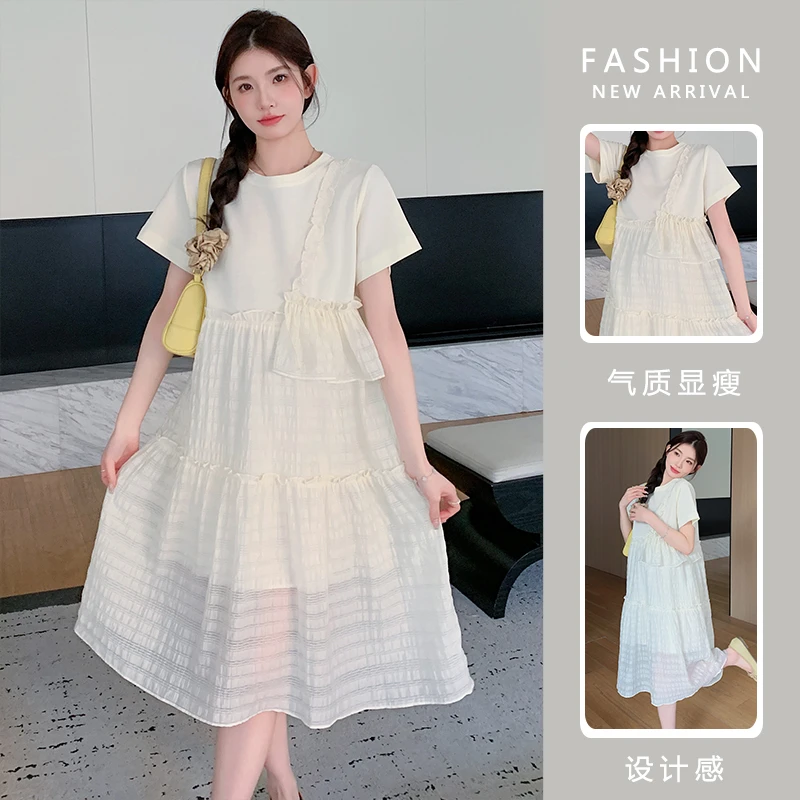 实拍现货~2025孕妇夏季新款洋气显瘦风法式小众花带宽松连衣裙