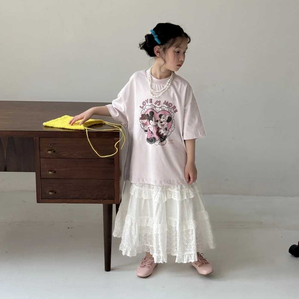 女童T恤秋款女孩韩版卡通印花短袖t恤儿童圆领休闲百搭上衣洋气潮