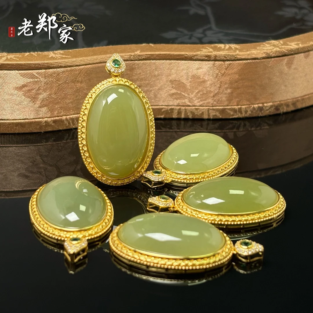 【老郑家】925银镶和田玉蛋面吊坠 3205 (多样性发一件)约29*19*8