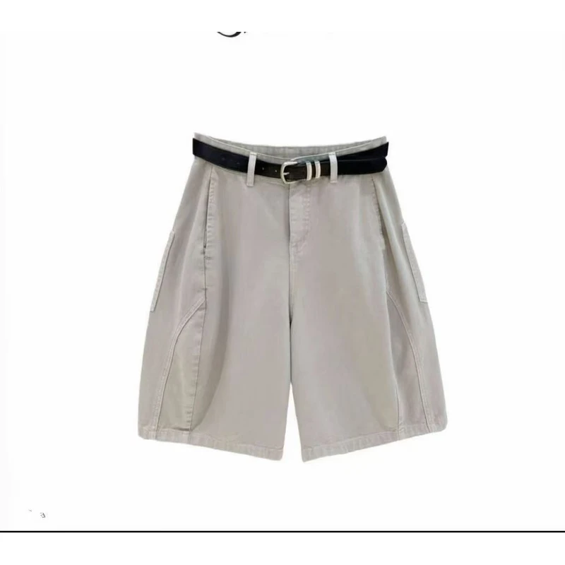 【微风联想】夏季高腰纯色休闲款五分百搭花苞女裤3166(不送腰带)