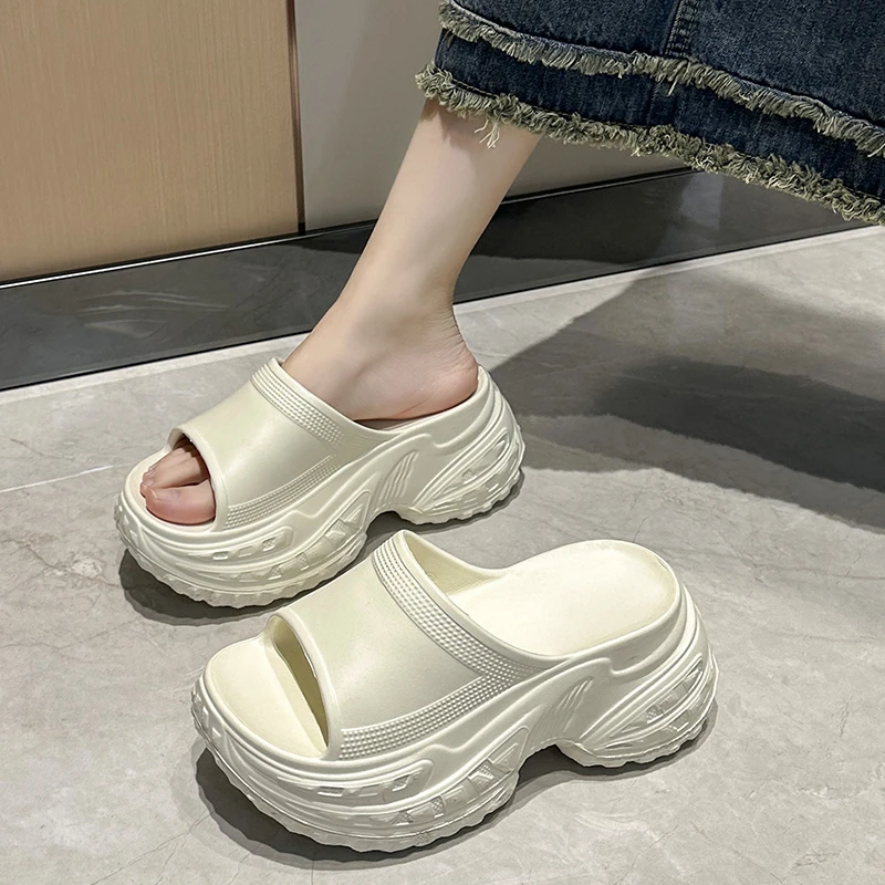 洋山公羊8CM增高厚底拖鞋女防滑不臭脚外穿凉室外穿户外女矮子乐