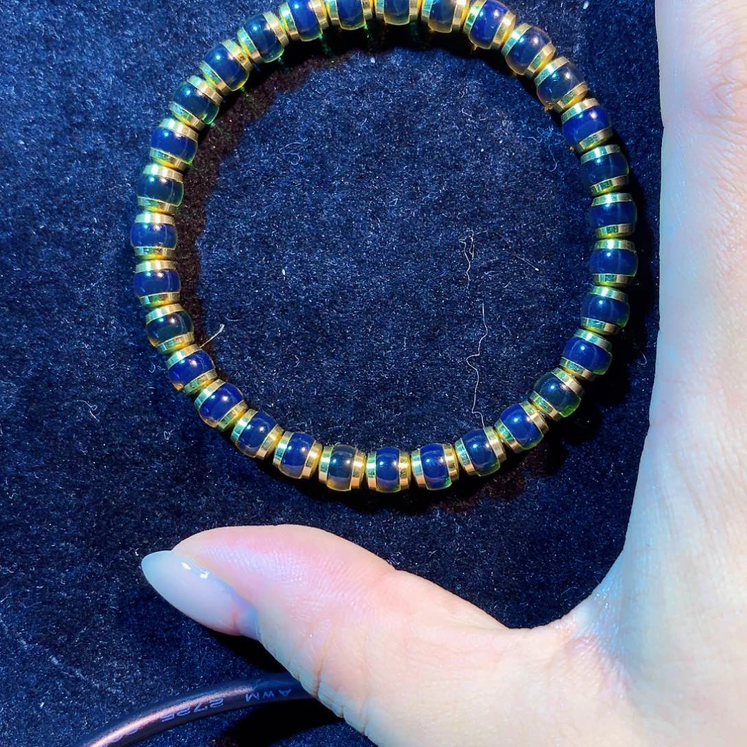 琥珀银S925镀金镶嵌手链蓝珀萤火虫