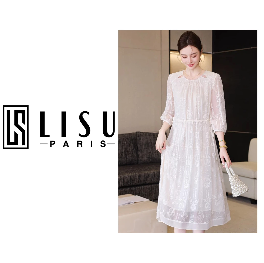 100桑蚕丝  轻奢气质减龄显瘦连衣裙ls1038