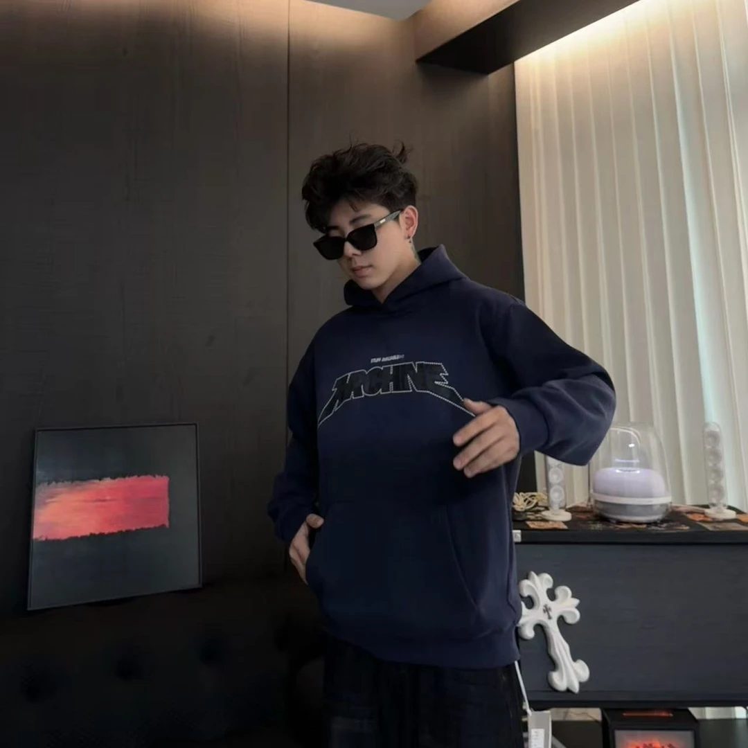 【YUZE】美式高街重磅卫衣秋冬新品字母宽松男女ins情侣帽衫J2159