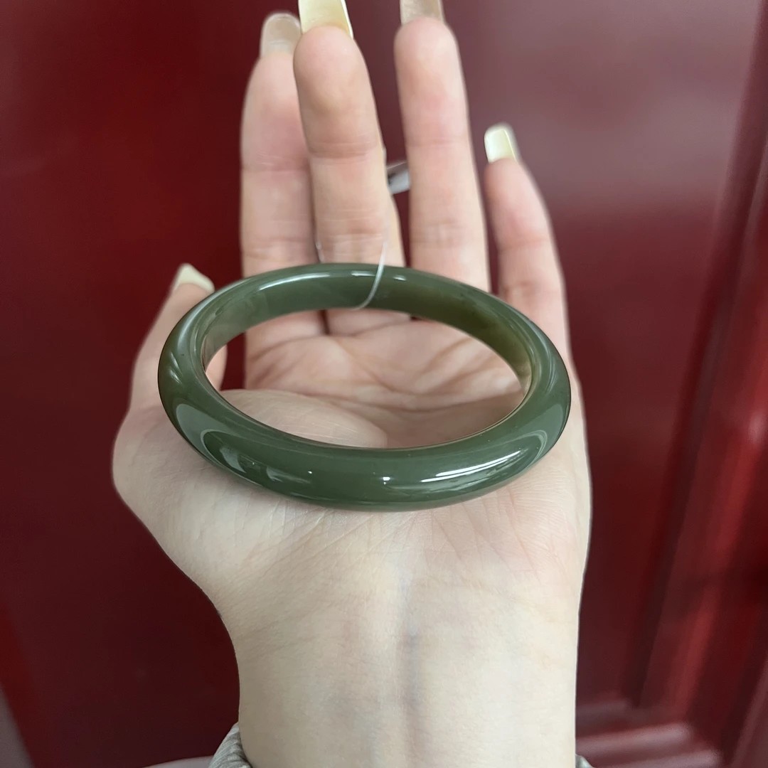 和田玉牛油果正装手镯13号54.3圈