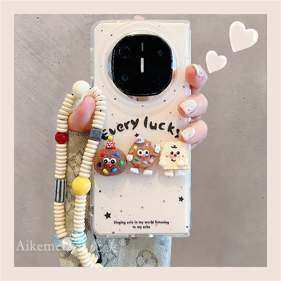 适用华为mateX6折叠屏手机壳MateX5典藏版米白泼墨matex3立体饼干