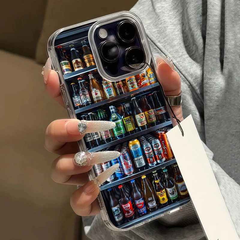 冰箱汽水适用苹果16promax手机壳小众15pro个性vivo/oppo防摔华为