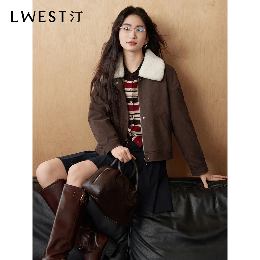 T朗文斯汀拼接翻领棉衣2025冬季新款小个子短款夹棉保暖棉服外套