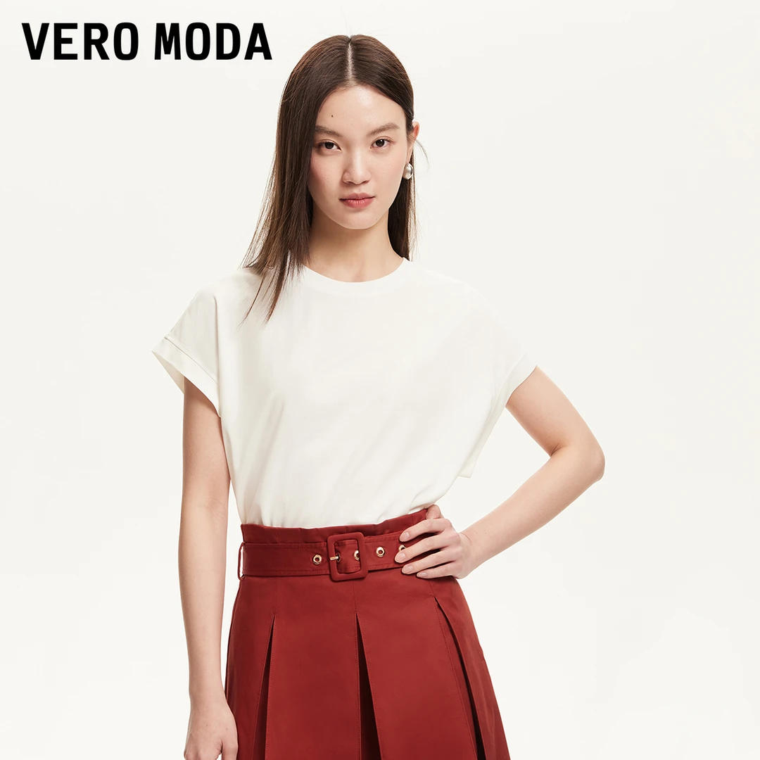Vero ModaT恤女2025夏日穿搭纯色圆领宽松短袖T恤325201064