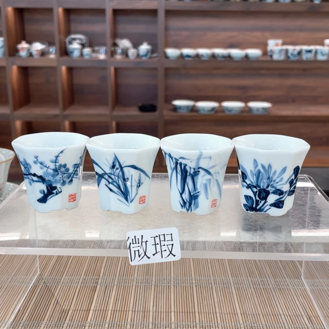 釉下手绘茶具微瑕