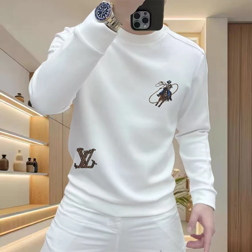 2025秋冬新款圆领潮流韩版卫衣印花长袖百搭加绒打底衫