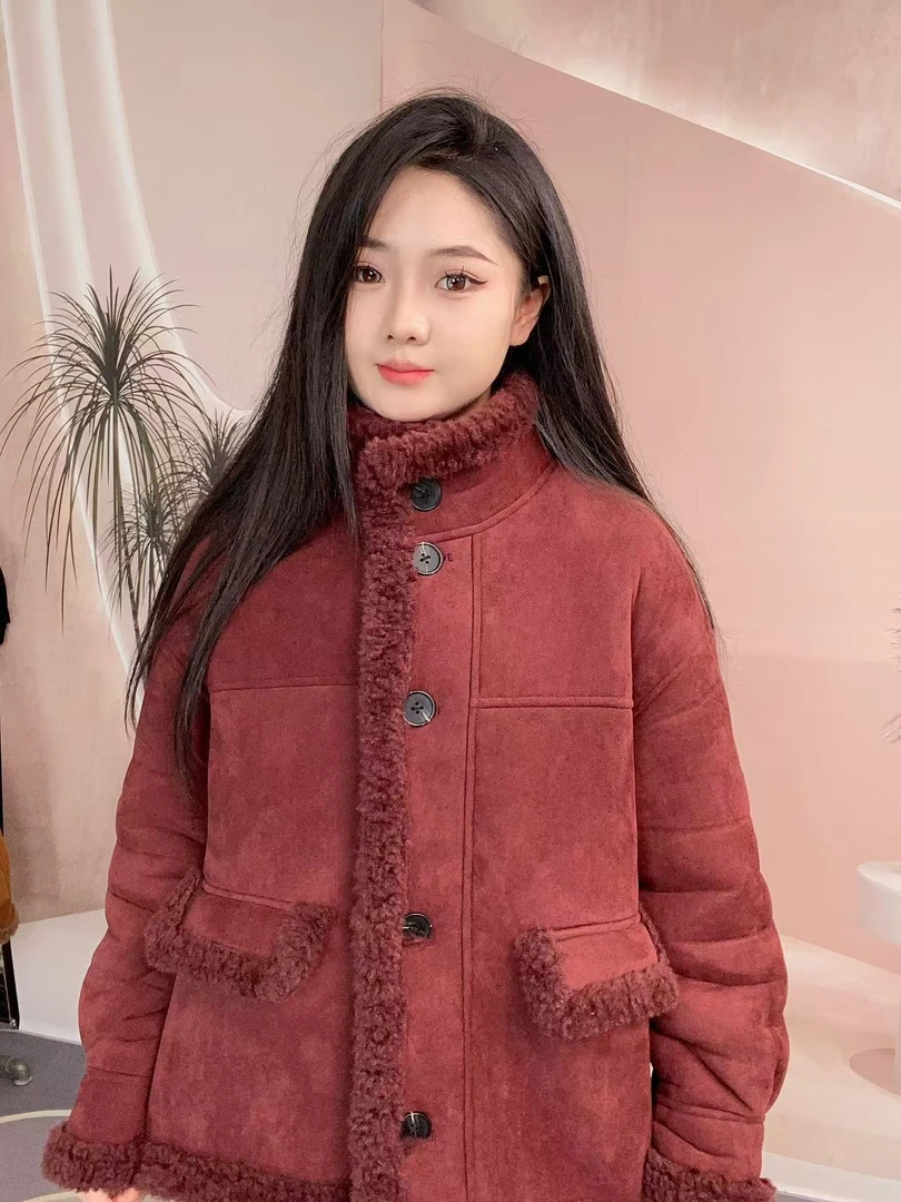 海宁正品2024冬季新款时尚颗粒毛毛外套女上衣加厚皮毛一体气质