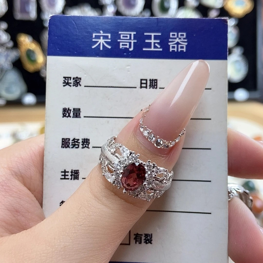 石榴石戒指银S925镶嵌笨***爱新疆西藏不包邮