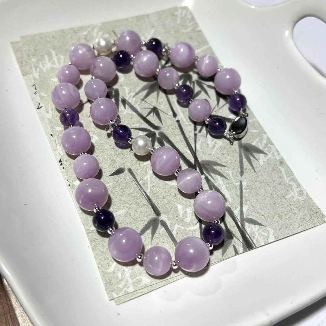 【月月家】HJ022天然锂辉石 原创紫锂辉设计款项链 多样性发其一