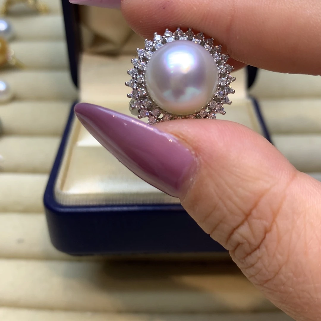 银S925镶嵌戒指海水珍珠