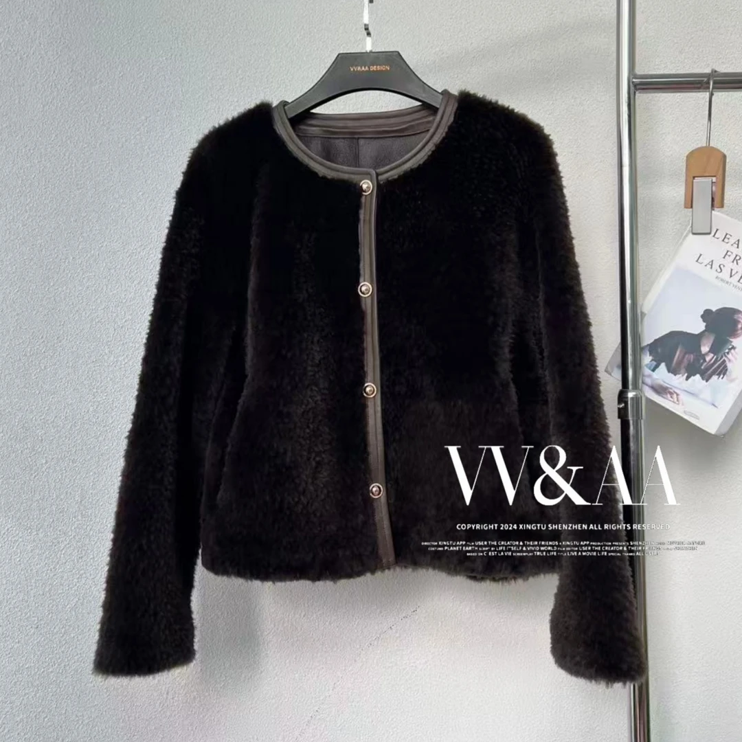 VV&AA 短款圆领休闲皮毛一体外套 ZB5009