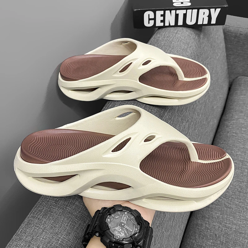 人字拖男款夏季外穿厚底2024新款踩屎感户外运动夹脚沙滩拖鞋男士