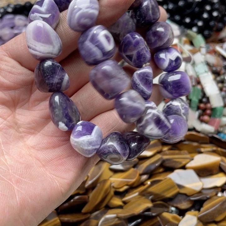 玛瑙/玉髓合金珠宝半成品一条紫水晶手串