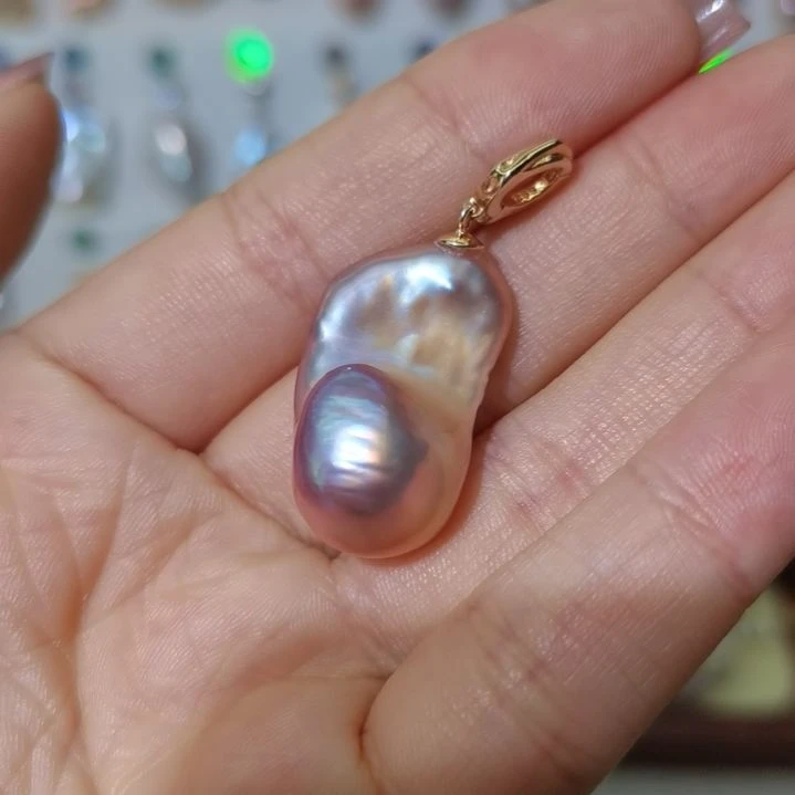 吊坠(不含链)银S925镶嵌淡水珍珠