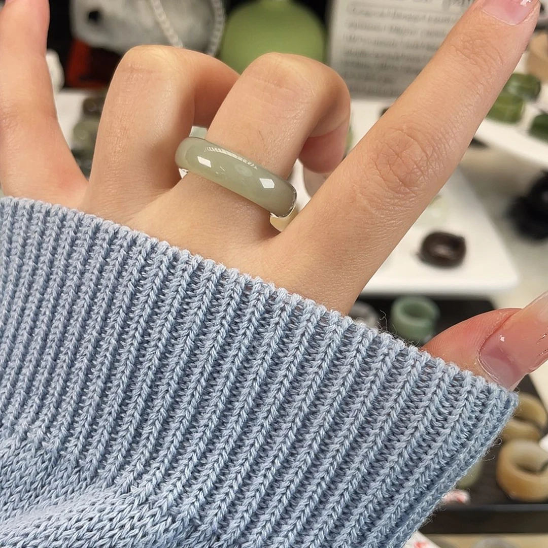 和田玉未镶嵌戒指h5奶蓝泥鳅背18不退换