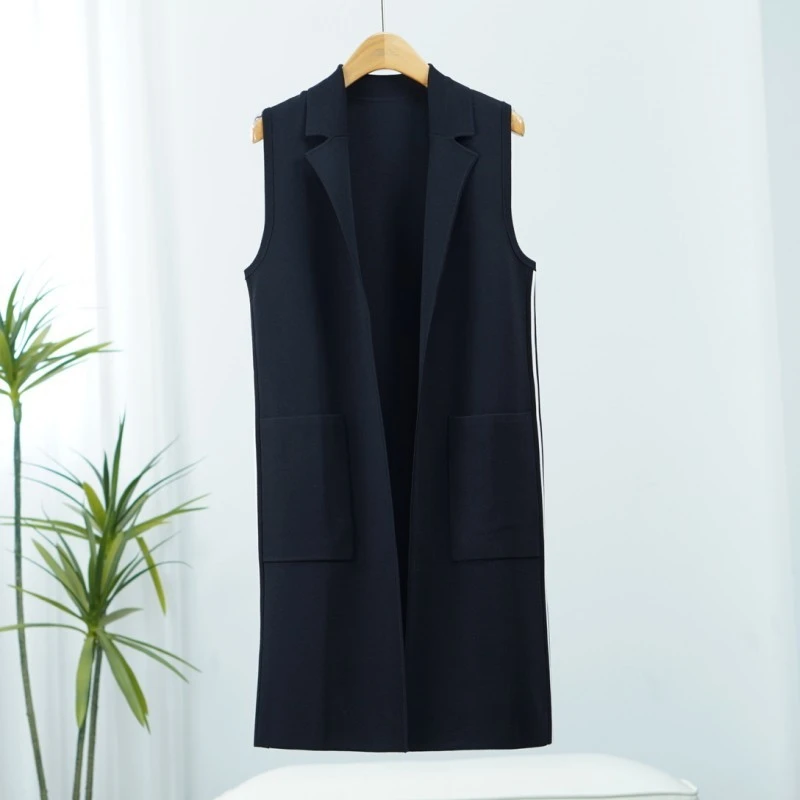 曼系列   E586  你这是市场长款针织马甲黑色