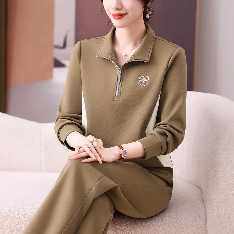 休闲运动套装女春秋季2025新款拼接减龄套头卫衣宽松运动服直筒裤