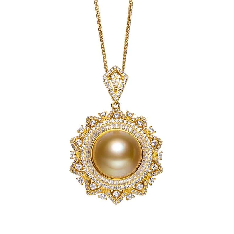 【新东方专属】俏若兰925银13-14m海水珍珠南洋金珠吊坠ZJ-A-23074C