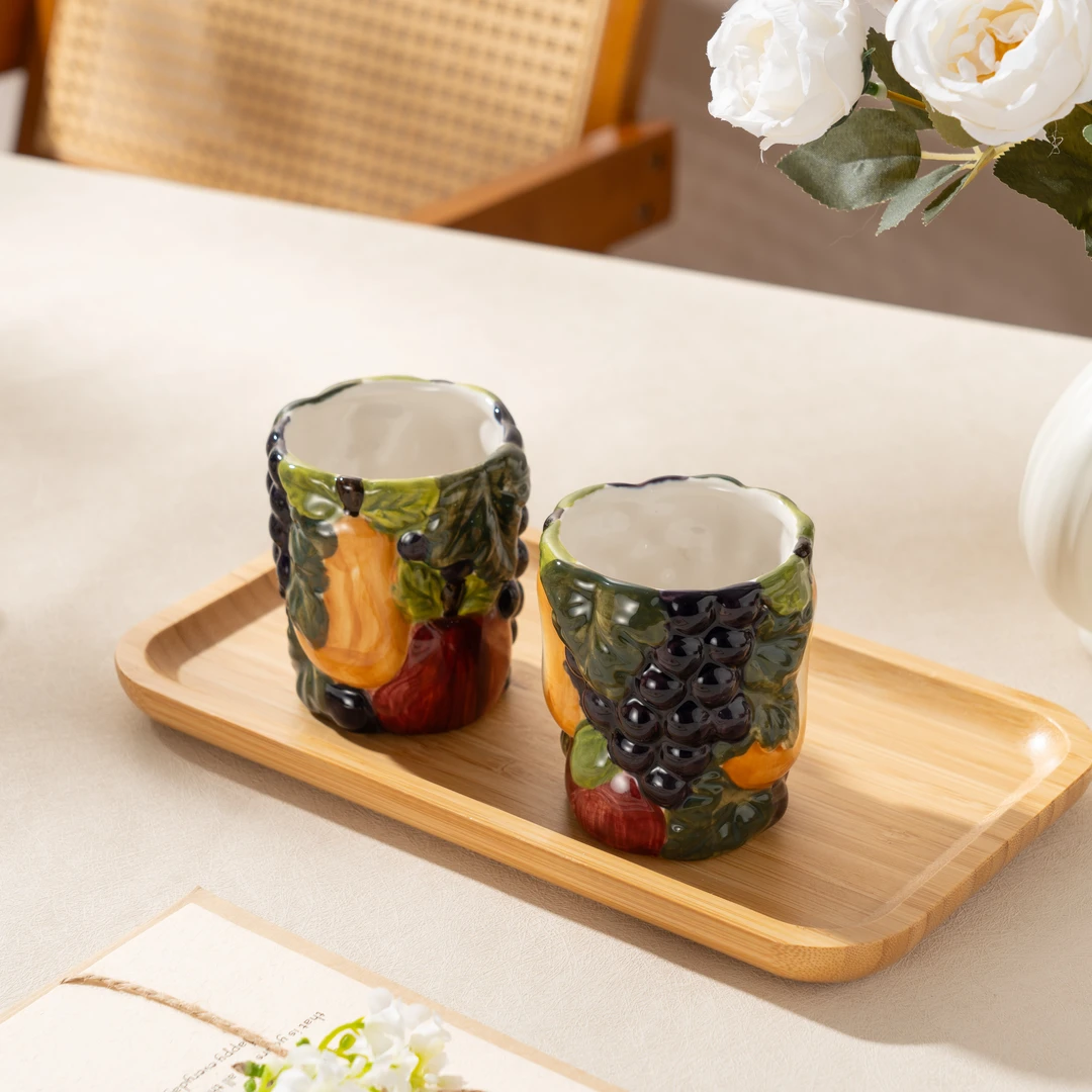 【西里西亚】手绘浮雕水果-水杯（2个装）