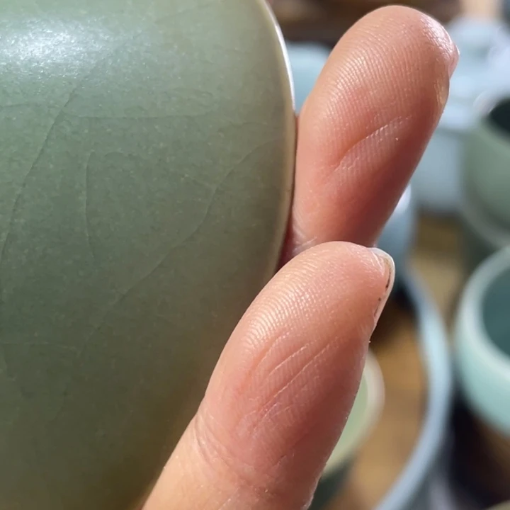 红*汝瓷柴烧斗笠发发发发发大瑕
