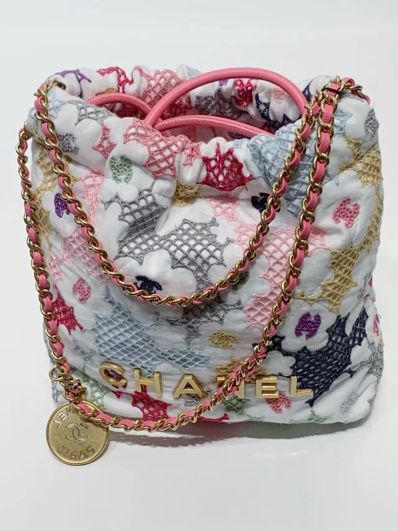 99新 Chanel/香奈儿 24P 彩虹刺绣花朵mini 22bag斜挎包/11854122