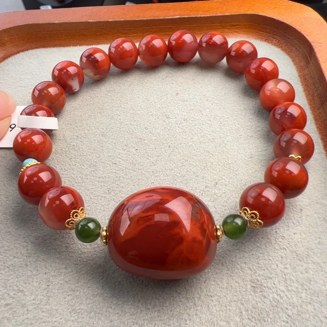 南红玛瑙未镶嵌（火焰随型手串9-17mm）