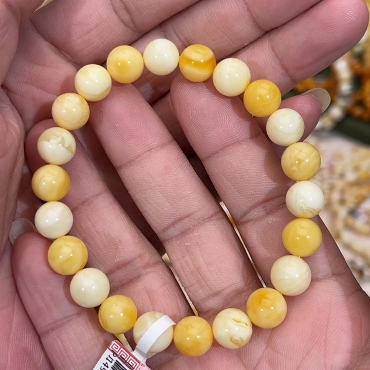 蜜蜡未镶嵌手链多宝色彩9.3mm