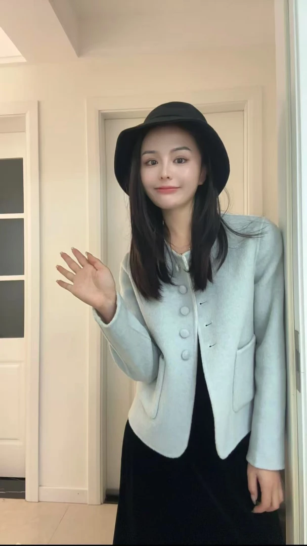 双面双色超细山羊绒羊毛百搭名媛气质外套