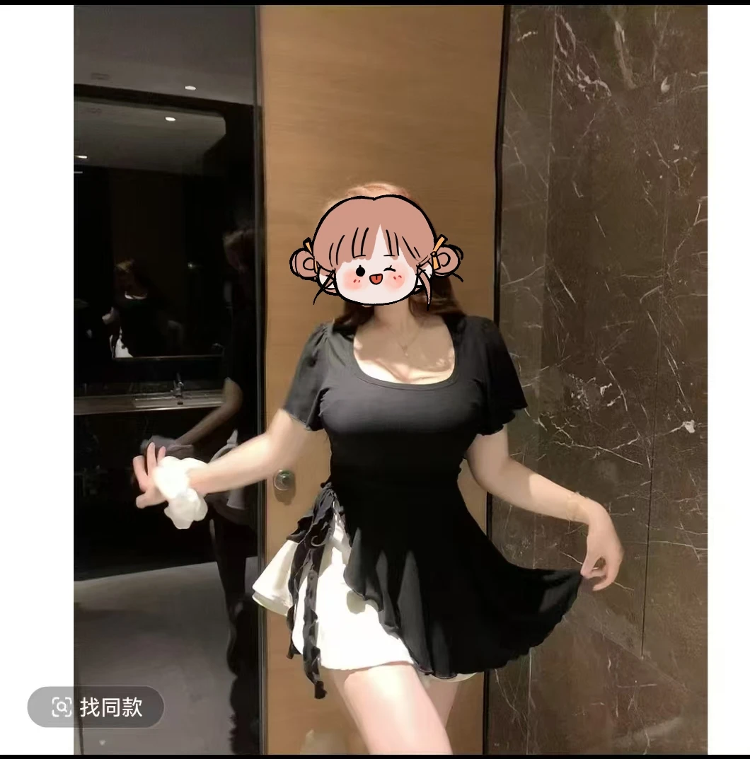 琳琳家韩版U型领掐腰显瘦上衣女