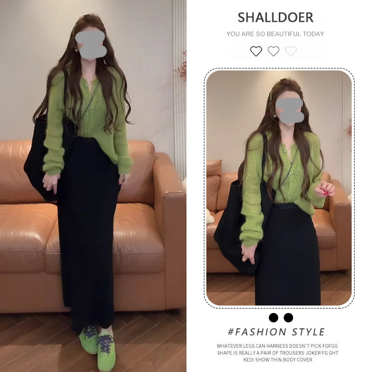 2025秋季减龄温柔甜美舒适糖果色显瘦开衫毛衣显瘦半身裙套装