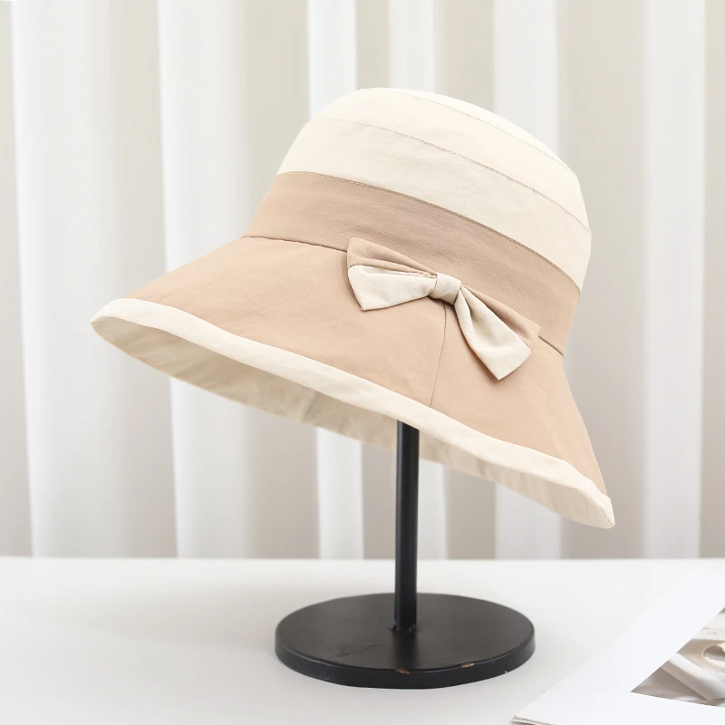 帽子遮脸草帽百搭速干帽夏天蝴蝶结防紫外线渔夫帽遮阳帽夏季