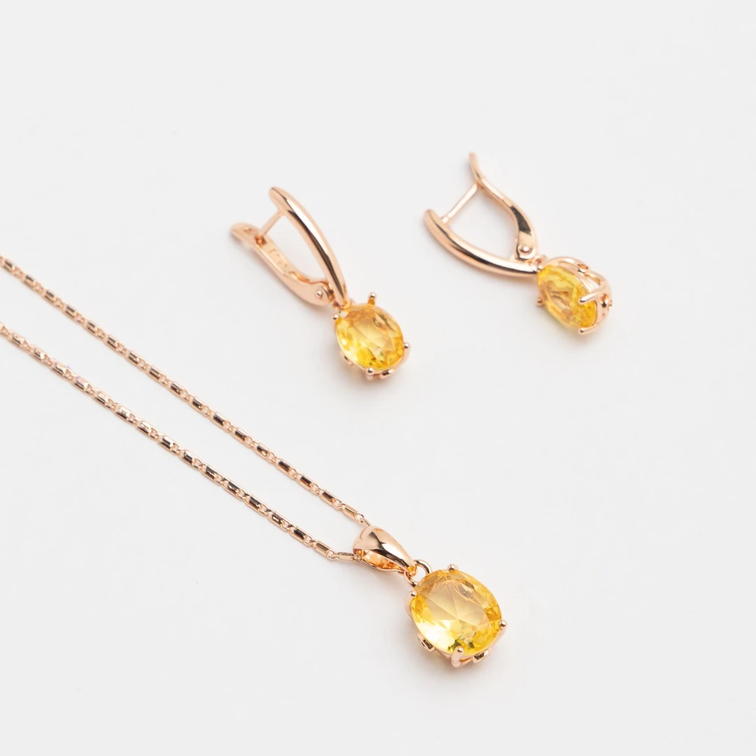 合金锆石耳饰 UR【顺丰包邮-无运费险】招财套装 玫瑰金色 民族耳饰