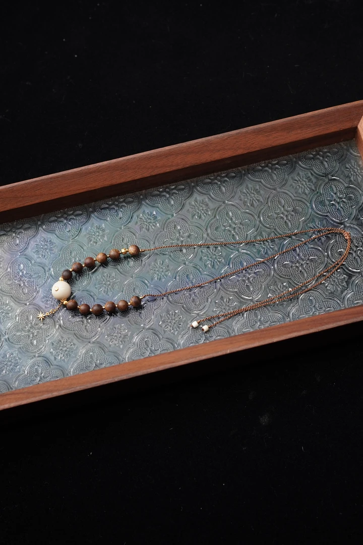 滚滚来 天然猛犸牙顶珠12mm圆珠顶珠项链