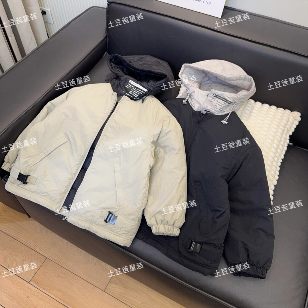 儿童冬季新款2025男童冲锋衣连帽外套拉链衫中大童棉服